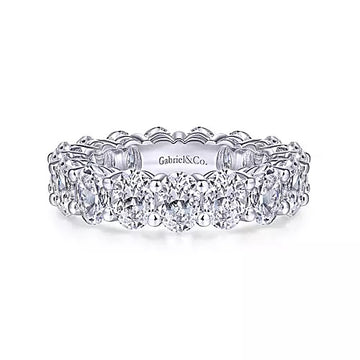 14K White Gold Oval Diamond Eternity Band, 5.50 Carats tw
